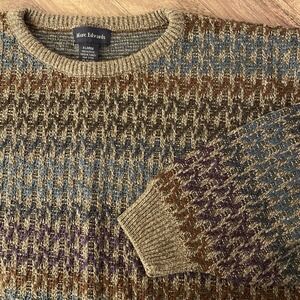 Vintage Marc Edwards Sweater Mens XL Knit Pullover Crewneck Striped Colorful